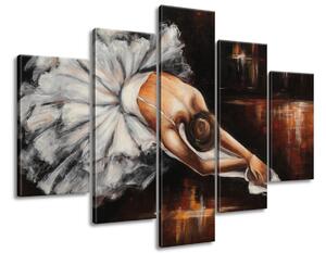 Ručne maľovaný obraz Rozcvička baletky - 5 dielny Rozmery: 150 x 105 cm