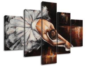 Ručne maľovaný obraz Rozcvička baletky - 5 dielny Rozmery: 150 x 70 cm