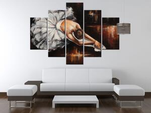 Ručne maľovaný obraz Rozcvička baletky - 5 dielny Rozmery: 100 x 70 cm