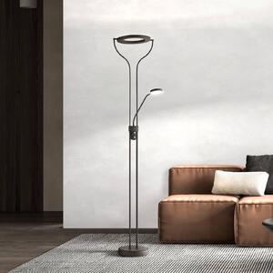 LED stojacia lampa Davos, čierna, výška 180 cm, 2-pl.,, Čierna, Obývacia izba / jedáleň, kov, Zemné bodové svetlo