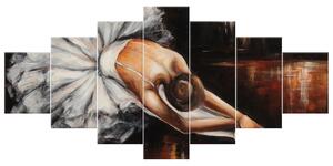 Ručne maľovaný obraz Rozcvička baletky - 7 dielny Rozmery: 210 x 100 cm