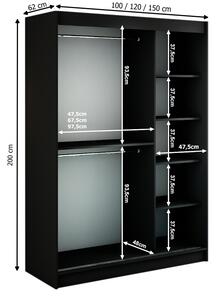 Šatníková skriňa PLASTER, 120x200x62,čierna / biela