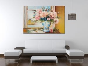 Gario Ručne maľovaný obraz Farebné kvety vo váze Veľkosť: 70 x 100 cm