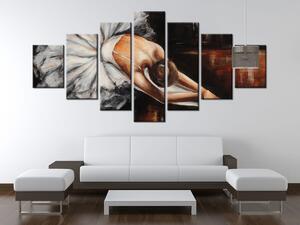 Ručne maľovaný obraz Rozcvička baletky - 7 dielny Rozmery: 210 x 100 cm