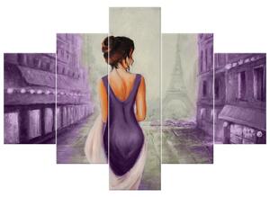 Ručne maľovaný obraz Prechádzka v Paríži - 5 dielny Rozmery: 100 x 70 cm