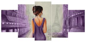 Ručne maľovaný obraz Prechádzka v Paríži - 5 dielny Rozmery: 100 x 70 cm