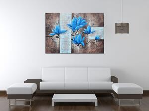Ručne maľovaný obraz Nádherná modrá magnólia Rozmery: 120 x 80 cm