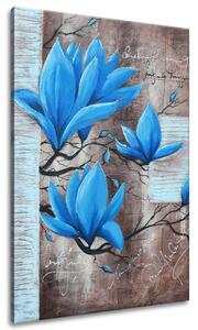 Ručne maľovaný obraz Nádherná modrá magnólia Rozmery: 120 x 80 cm