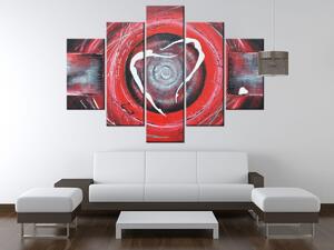Ručne maľovaný obraz Postavy v červenom kruhu - 5 dielny Rozmery: 100 x 70 cm