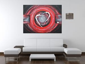 Ručne maľovaný obraz Postavy v červenom kruhu Rozmery: 115 x 85 cm