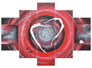 Ručne maľovaný obraz Postavy v červenom kruhu - 5 dielny Rozmery: 150 x 105 cm