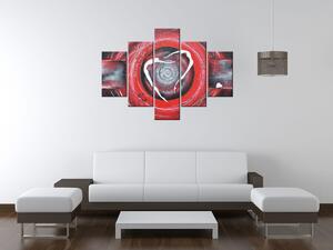 Ručne maľovaný obraz Postavy v červenom kruhu - 5 dielny Rozmery: 150 x 70 cm