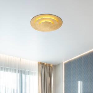 Stropné svietidlo Heda LED, Ø 35 cm, zlatá farba, kov, Mosadz / zlato, Obývacia izba / jedáleň, kov, Moderný, Závesné svietidlo