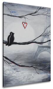 Ručne maľovaný obraz Vtáčia romantika v Paríži Rozmery: 100 x 70 cm