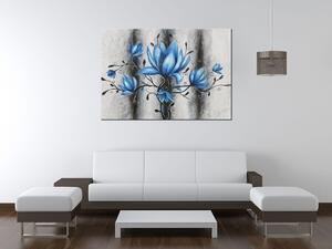 Ručne maľovaný obraz Kytica modrých magnólií Rozmery: 120 x 80 cm