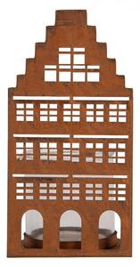 Hrdzavá dekorácia svietnik Domček M - 10*10*20 cm - Clayre & Eef