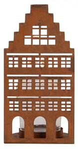 Hrdzavá dekorácia svietnik Domček S - 8*8*15 cm - Clayre & Eef