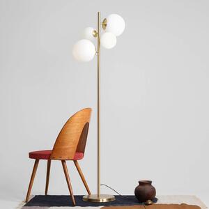 Stojacia lampa Joel, mosadz/biela, 4-plameňová