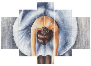 Ručne maľovaný obraz Baletka v modrom - 5 dielny Rozmery: 150 x 70 cm