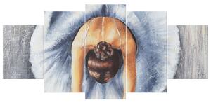 Ručne maľovaný obraz Baletka v modrom - 5 dielny Rozmery: 150 x 70 cm