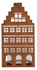 Hrdzavá dekorácia svietnik Domček - 12*12*24 cm - Clayre & Eef