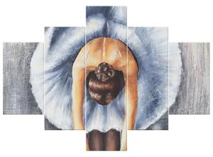 Ručne maľovaný obraz Baletka v modrom - 5 dielny Rozmery: 100 x 70 cm
