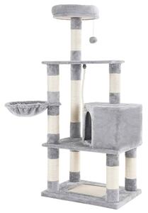 FEANDREA Škrabadlo pre mačky, mačací strom s košíkom, 138 cm, svetlo šedé