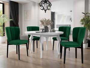 Okrúhly rozkladací stôl so 4 stoličkami ST106 08, Farby: čierny, Farby:: biely lesk, Potah: Magic Velvet 2216 Mirjan24 5903211307454