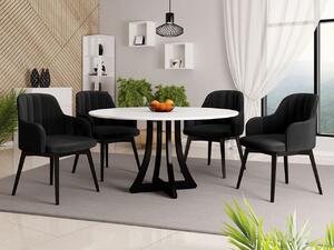 Okrúhly stôl Dagerto FI 100 so 4 stoličkami ST105 05, Farby: biely lesk / čierny lesk, Potah: Magic Velvet 2219 Mirjan24 5903211307294