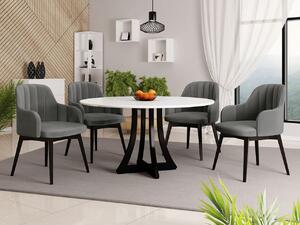 Okrúhly stôl Dagerto FI 120 so 4 stoličkami ST105 05, Farby: biely lesk / čierny lesk, Potah: Magic Velvet 2219 Mirjan24 5903211307416