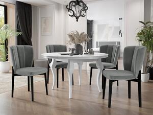 Okrúhly rozkladací stôl so 4 stoličkami ST106 08, Farby: čierny, Farby:: biely lesk, Potah: Magic Velvet 2217 Mirjan24 5903211307461