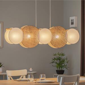 Závesná lampa Pulse, jutové tienidlá, prírodná hnedá/biela, 5 svetiel