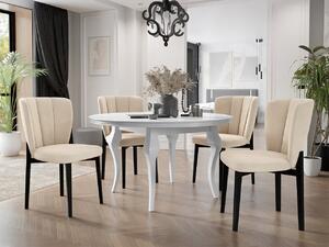 Okrúhly rozkladací stôl so 4 stoličkami ST106 08, Farby: čierny, Farby:: biely lesk, Potah: Magic Velvet 2258 Mirjan24 5903211307508