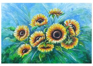 Ručne maľovaný obraz Slnečnice v daždi Rozmery: 100 x 70 cm
