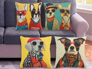 XPOSE® Set obliečok na vankúš POP-ART DOG (digitálna tlač) 43x43 cm - set 4ks