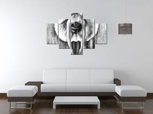 Ručne maľovaný obraz Sivá rozcvička baletky - 5 dielny Rozmery: 150 x 70 cm