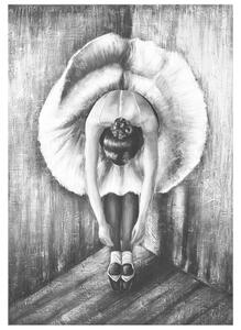 Ručne maľovaný obraz Sivá rozcvička baletky Rozmery: 70 x 100 cm