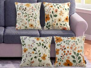 XPOSE® Set obliečok na vankúš PASTELOVÉ KVETY 43x43 cm - set 4ks