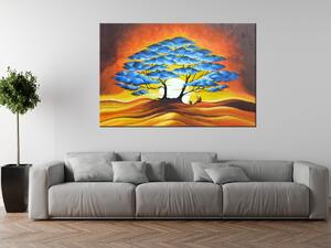 Ručne maľovaný obraz Odpočinok pod modrým stromom Rozmery: 100 x 70 cm