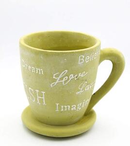 GIFT Obal na kvetináč v tvare šálky 12cm zelený