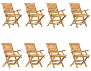 Skladacie záhradné stoličky 8 ks 56x63x90 cm tíkový masív