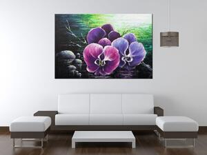 Ručne maľovaný obraz Orchidea pri potoku Rozmery: 120 x 80 cm