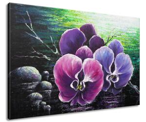Ručne maľovaný obraz Orchidea pri potoku Rozmery: 70 x 100 cm