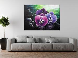 Ručne maľovaný obraz Orchidea pri potoku Rozmery: 120 x 80 cm