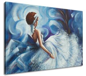 Ručne maľovaný obraz Krásna žena počas tanca Veľkosť: 100 x 70 cm