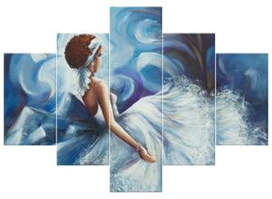 Ručne maľovaný obraz Krásna žena počas tanca - 5 dielny Rozmery: 150 x 70 cm