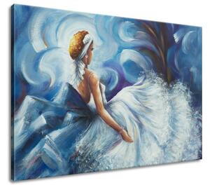 Ručne maľovaný obraz Modrá dáma počas tanca Rozmery: 70 x 100 cm