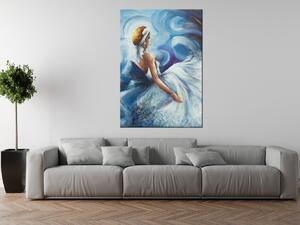 Ručne maľovaný obraz Modrá dáma počas tanca Rozmery: 120 x 80 cm