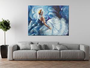 Ručne maľovaný obraz Modrá dáma počas tanca Rozmery: 70 x 100 cm
