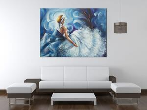 Ručne maľovaný obraz Modrá dáma počas tanca Rozmery: 100 x 70 cm